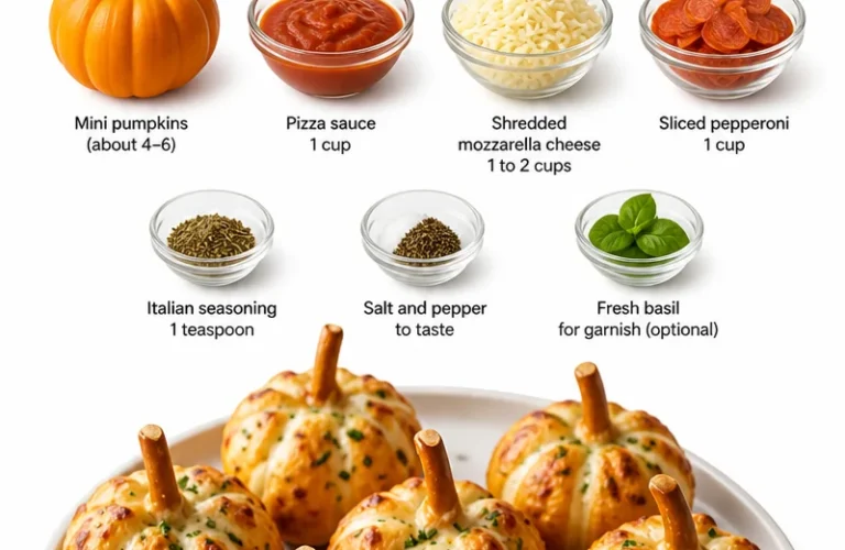 Delicious pizza-stuffed pumpkins filled with cheese and toppings.
