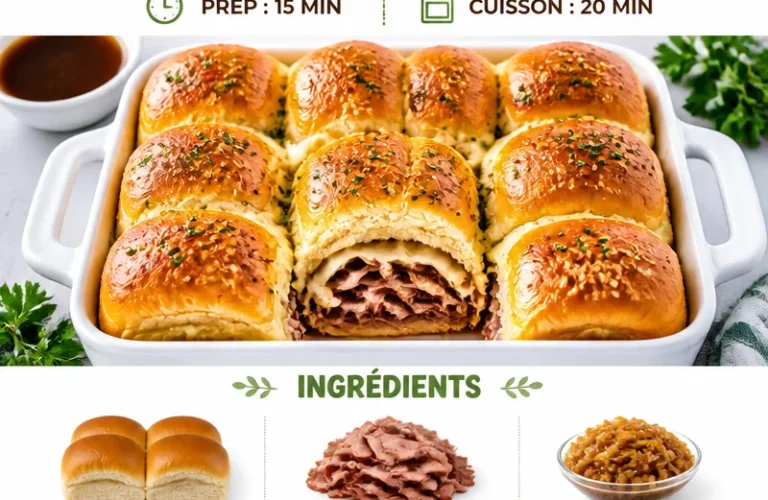 Delicious French Dip Sliders served with au jus for dipping