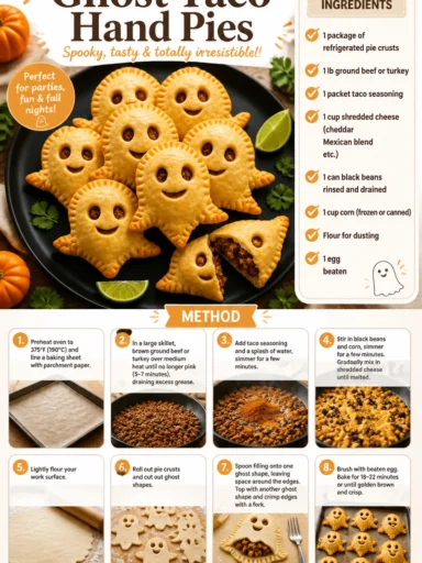 Delicious Ghost Taco Hand Pies filled with savory ingredients.