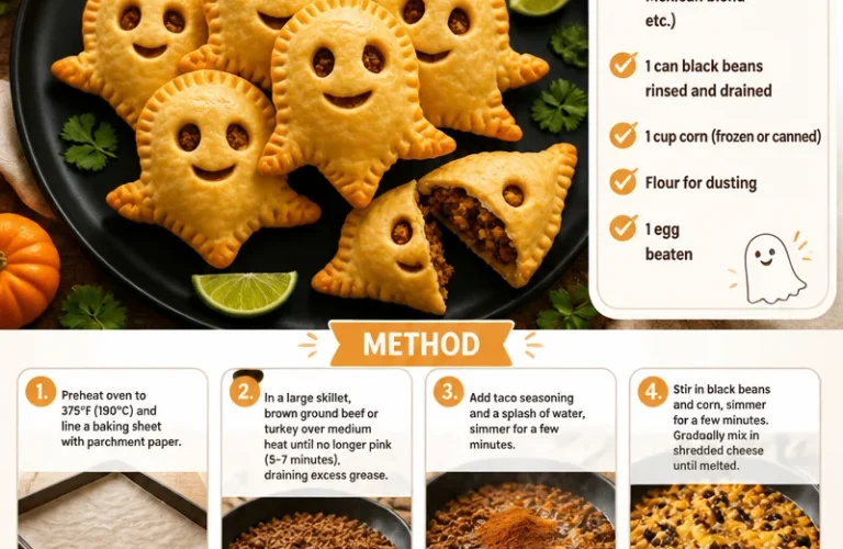 Delicious Ghost Taco Hand Pies filled with savory ingredients.
