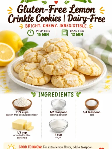 Gluten-free and dairy-free lemon crinkle cookies on a plate