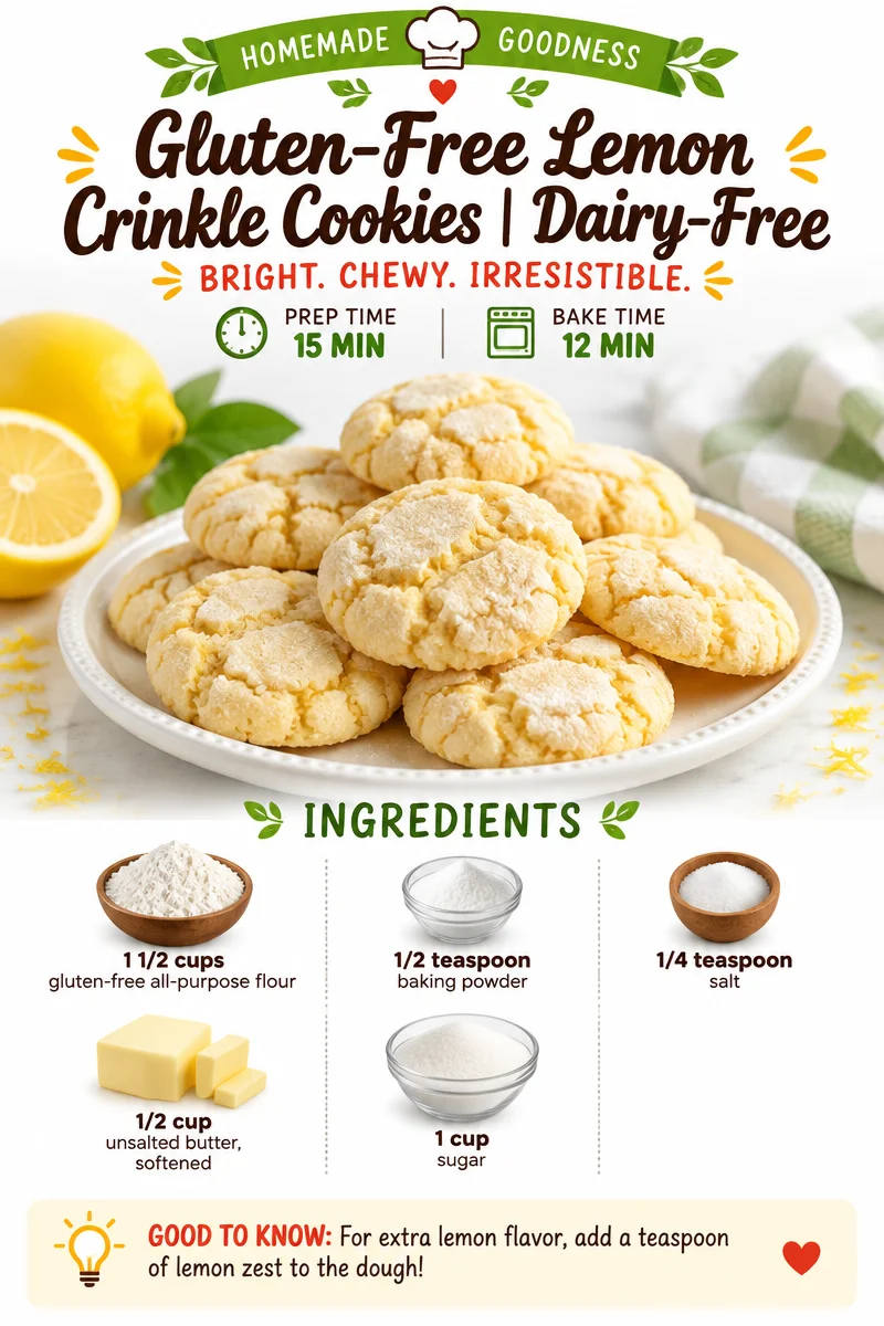 Gluten-free and dairy-free lemon crinkle cookies on a plate