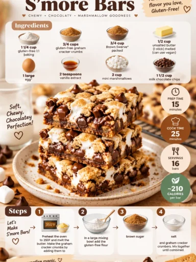 Delicious gluten-free s'more bars with chocolate and marshmallows
