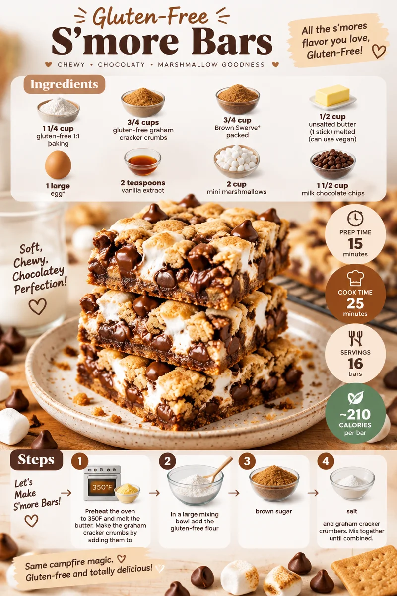 Delicious gluten-free s'more bars with chocolate and marshmallows