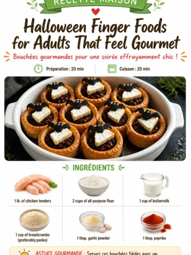 Elegant Halloween finger foods for adults featuring gourmet appetizers.