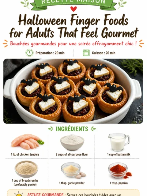 Elegant Halloween finger foods for adults featuring gourmet appetizers.