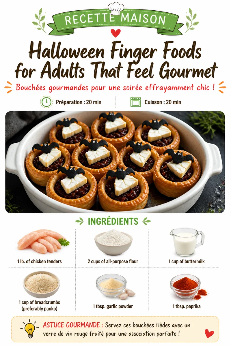 Elegant Halloween finger foods for adults featuring gourmet appetizers.