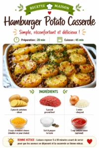 Delicious Hamburger Potato Casserole served in a baking dish
