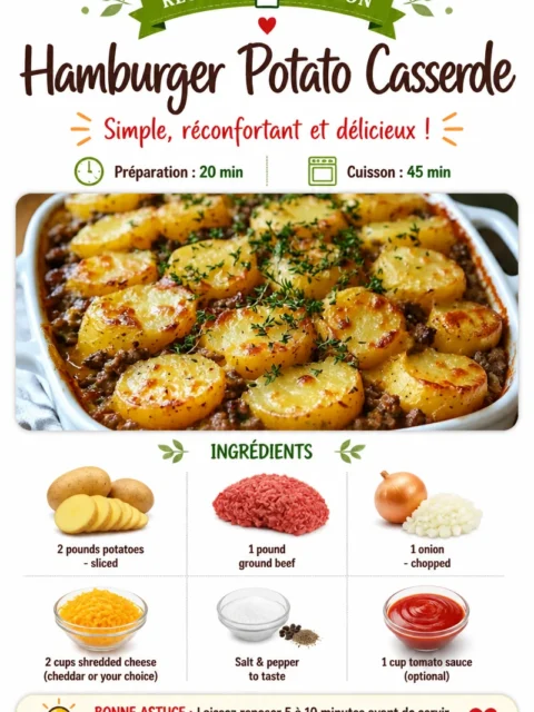 Delicious Hamburger Potato Casserole served in a baking dish