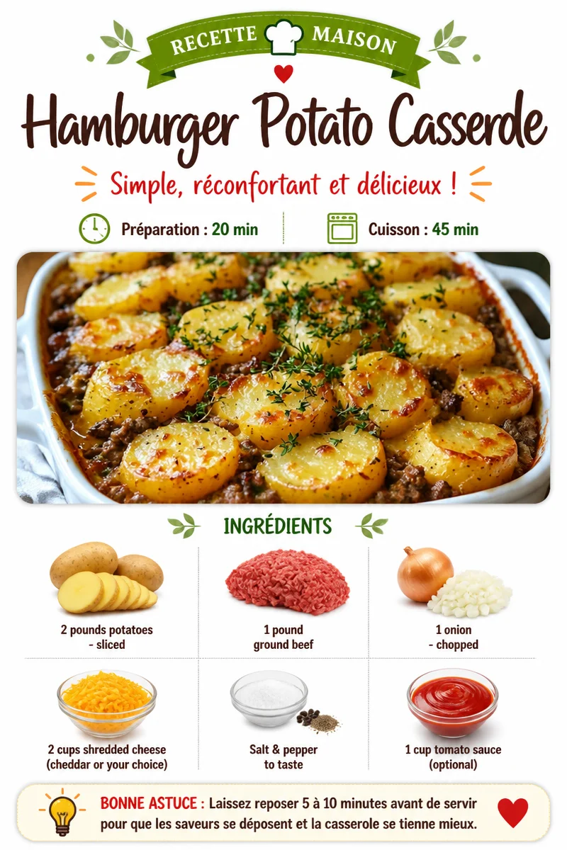 Delicious Hamburger Potato Casserole served in a baking dish