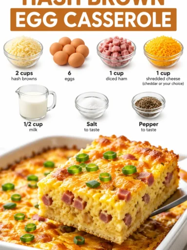 Delicious Hash Brown Egg Casserole served in a baking dish