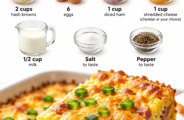 Delicious Hash Brown Egg Casserole served in a baking dish