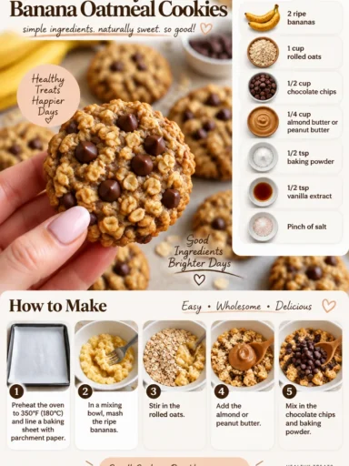 Healthy banana oatmeal cookies on a plate