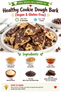 Vegan gluten-free healthy cookie dough bark on a plate