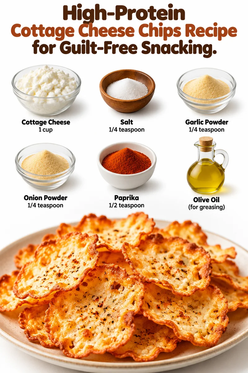 High-protein cottage cheese chips served as a healthy snack option