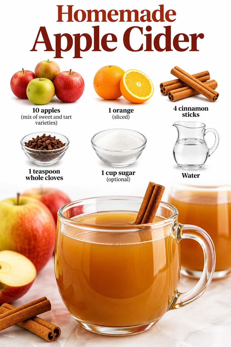 Homemade apple cider made from fresh apples in a rustic kitchen setting.