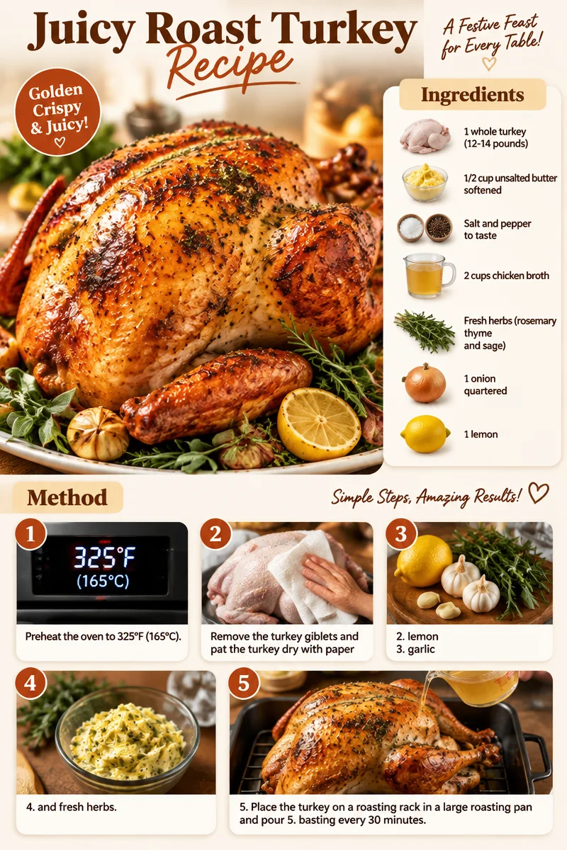 Juicy roast turkey resting on a platter ready for serving