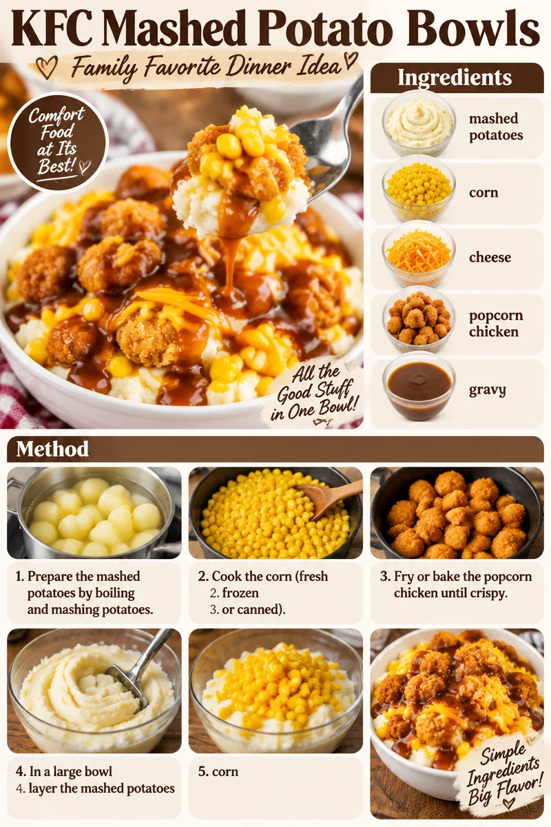 Delicious KFC mashed potato bowl topped with gravy and chicken