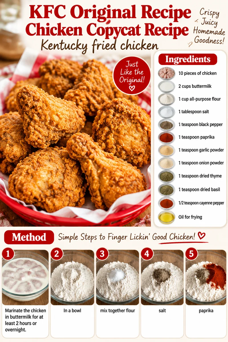 Delicious homemade KFC Original Recipe Chicken Copycat on a platter