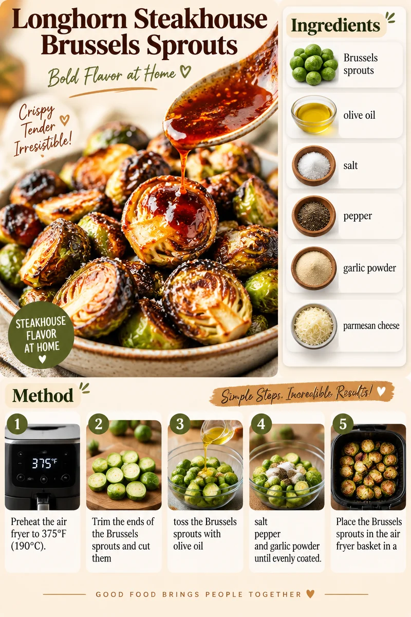 Delicious Brussels sprouts from Longhorn Steakhouse served on a plate.