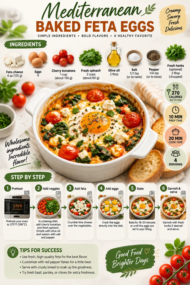 Mediterranean baked feta eggs in a vibrant dish ready to serve