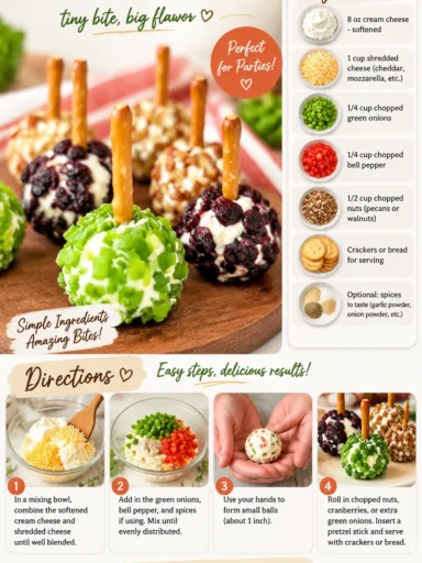 Mini Cheese Ball Bites served as appetizers with fresh herbs