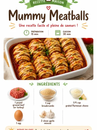 Spooky Mummy Meatballs recipe for Halloween festivities