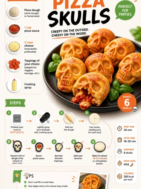 Delicious Pizza Skulls shaped like skulls for a fun twist on classic pizza