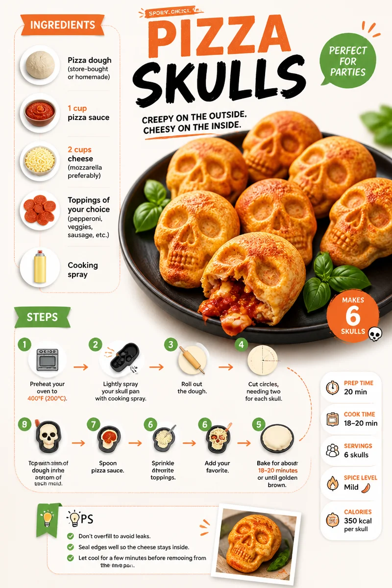 Delicious Pizza Skulls shaped like skulls for a fun twist on classic pizza