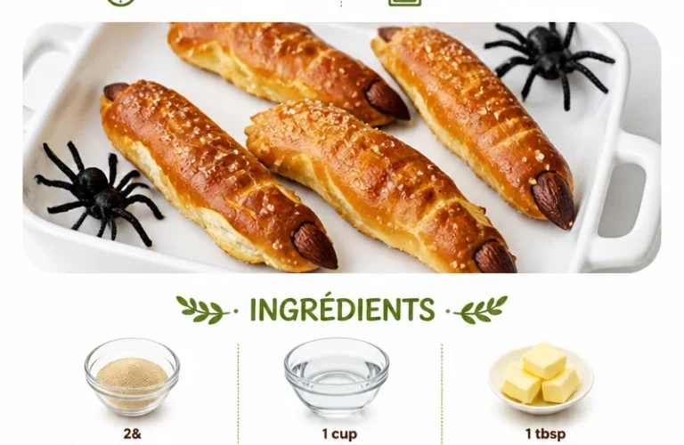 Spooky Pretzel Witch Fingers decorated for Halloween