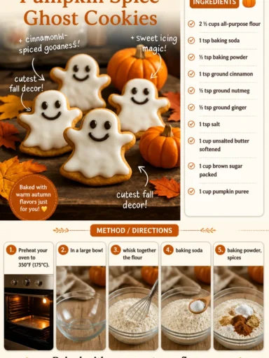 Delicious pumpkin spice ghost cookies decorated for Halloween