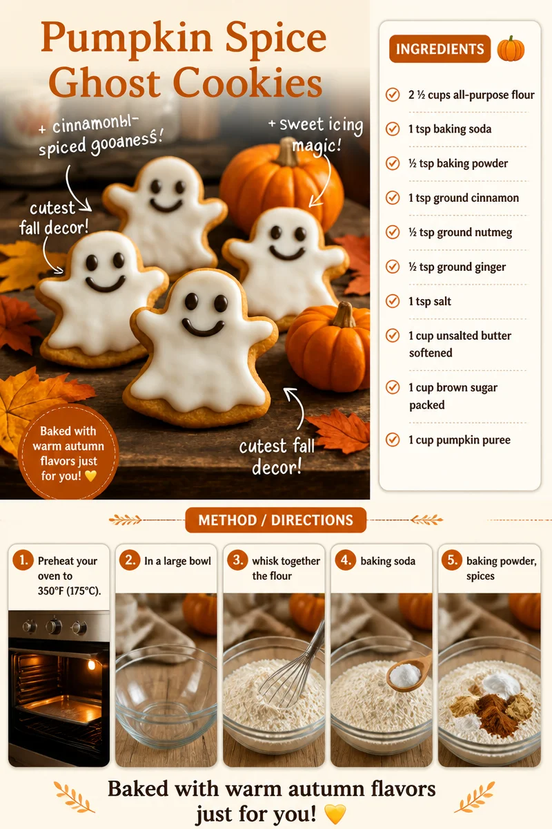 Delicious pumpkin spice ghost cookies decorated for Halloween