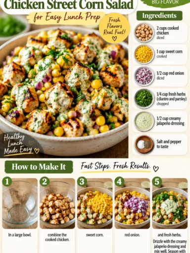 High protein chicken street corn salad for a healthy lunch option