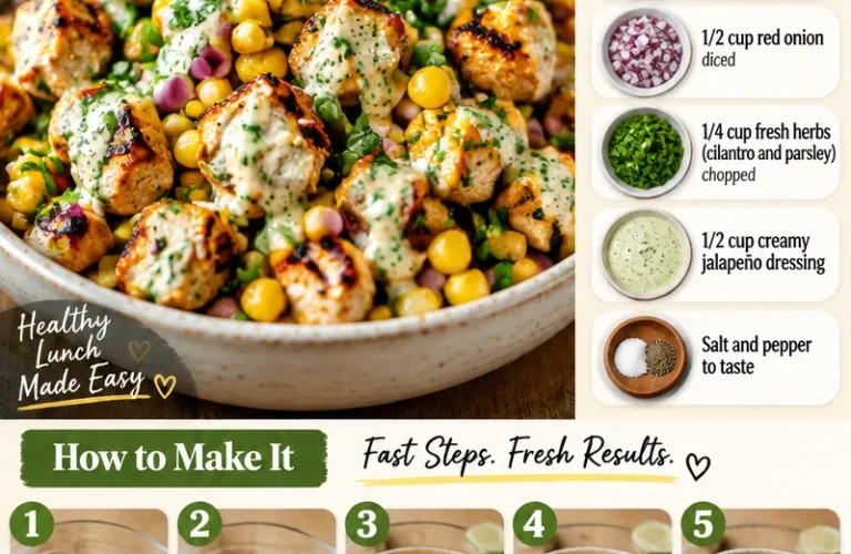 High protein chicken street corn salad for a healthy lunch option