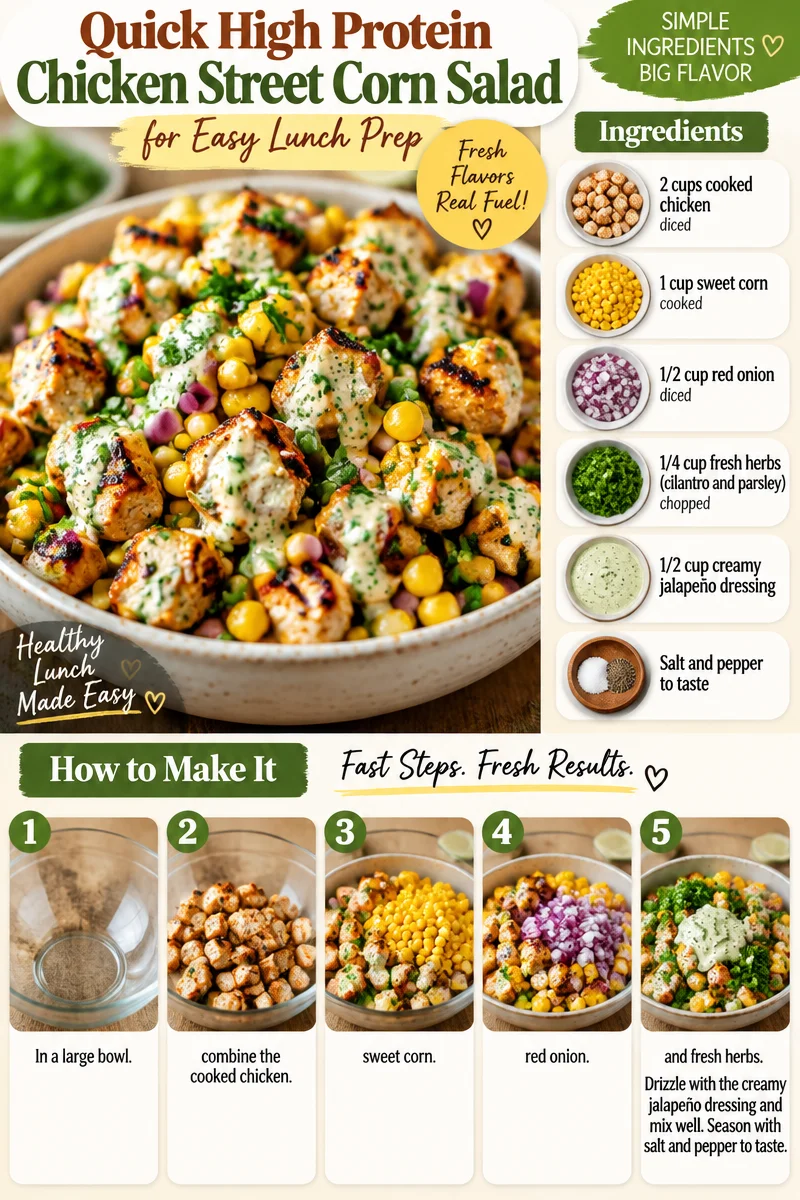 High protein chicken street corn salad for a healthy lunch option