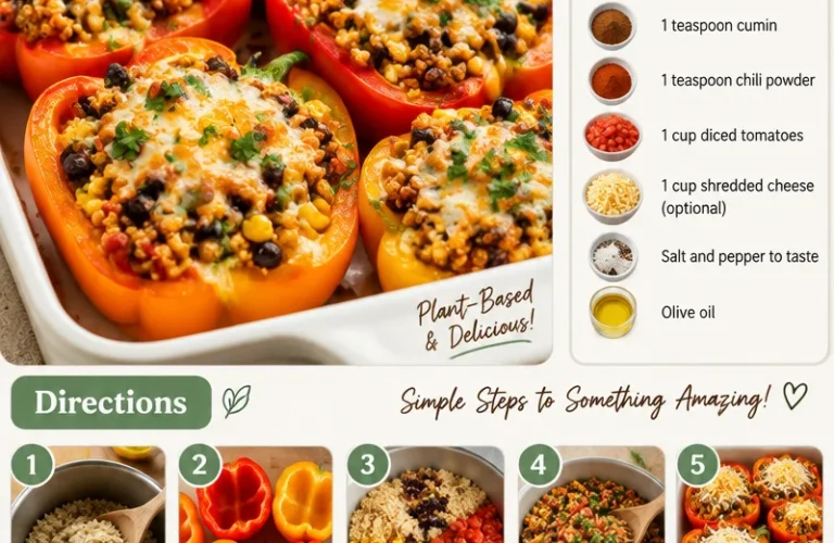 Colorful quinoa stuffed peppers filled with vegetables and spices