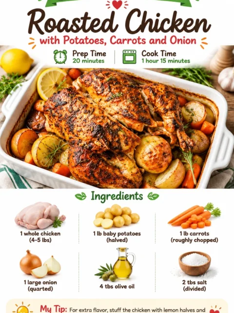 Deliciously roasted chicken served with herbs and vegetables on a plate