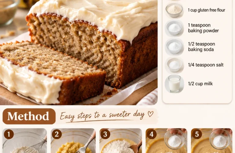Gluten-free salted caramel banana cake topped with drizzled caramel sauce