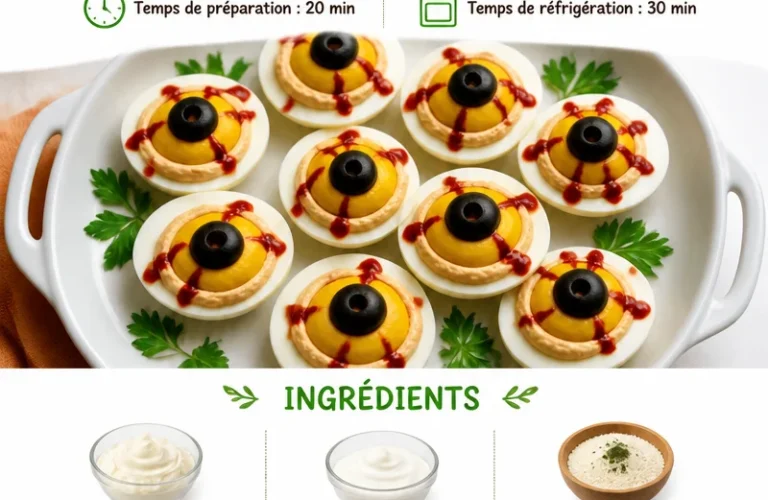 A platter of spooky Halloween appetizers featuring creepy and festive designs.