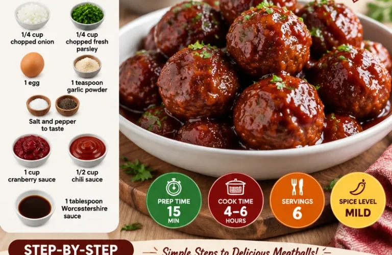 Delicious slow cooker cranberry meatballs served on a platter