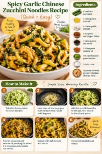 Bowl of Spicy Garlic Chinese Zucchini Noodles garnished with herbs