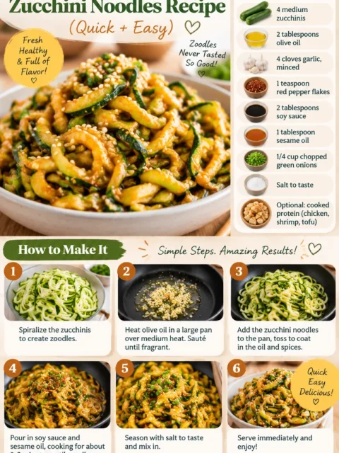 Bowl of Spicy Garlic Chinese Zucchini Noodles garnished with herbs