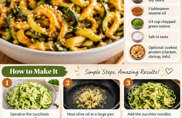 Bowl of Spicy Garlic Chinese Zucchini Noodles garnished with herbs