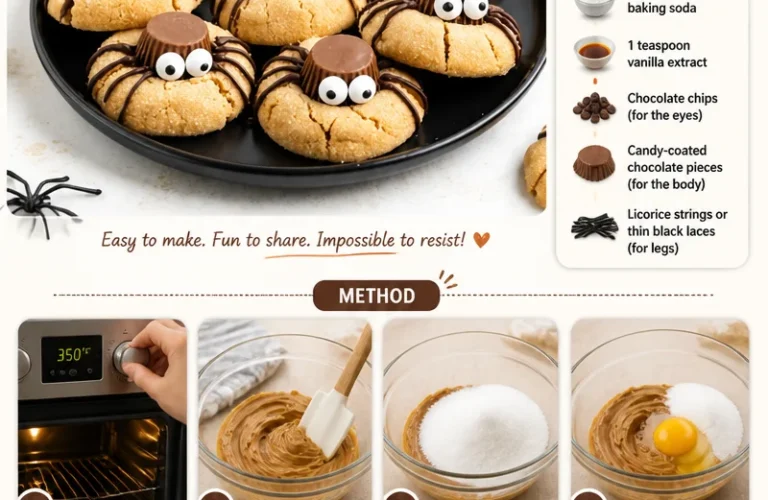 Spider Peanut Butter Cookies decorated for Halloween