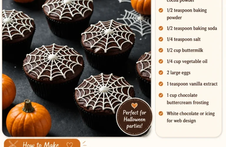 Spider Web Chocolate Cupcakes decorated for Halloween