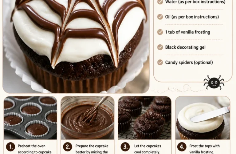 Delicious Spiderweb Cupcakes decorated with spooky icing for Halloween treats