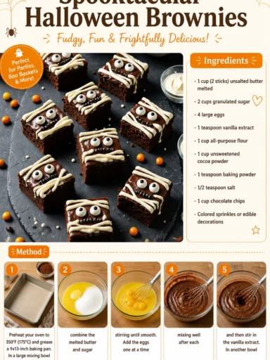 Deliciously decorated spooktacular Halloween brownies with festive toppings