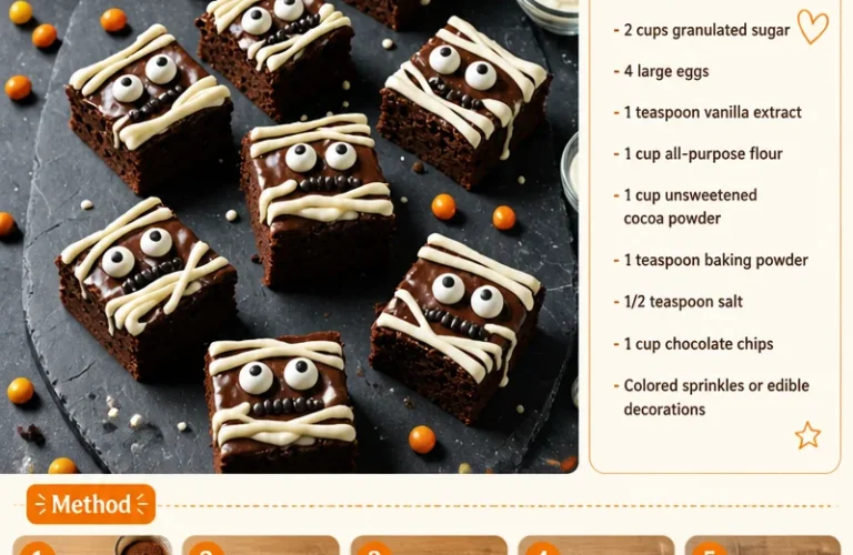 Deliciously decorated spooktacular Halloween brownies with festive toppings