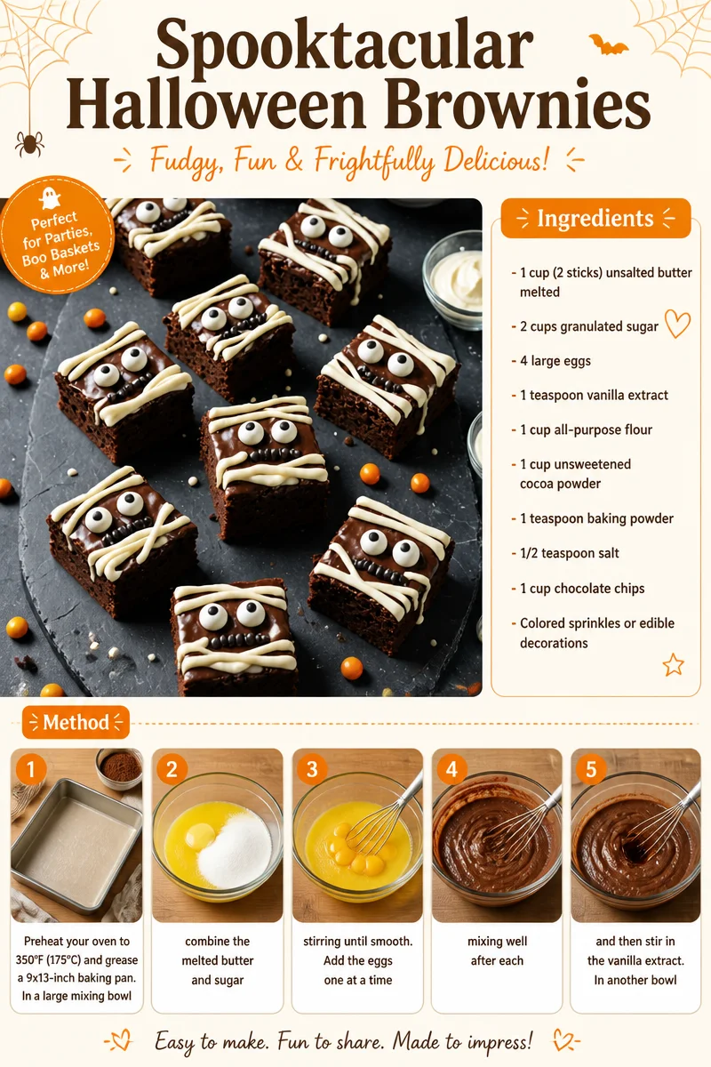 Deliciously decorated spooktacular Halloween brownies with festive toppings