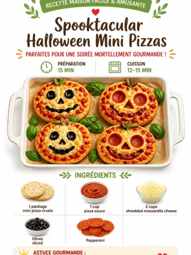 Spooktacular Halloween mini pizzas decorated with festive toppings